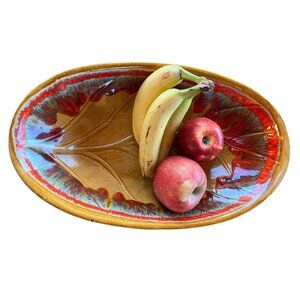 VTG California Pottery Rich Color Woodgrain Large Centerpiece R-133 18 x 10 x 3"